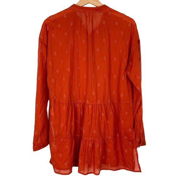 Anthropologie Pilcro Tiered Embroidered Tunic Top in Dark Orange Women's Small - Picture 2 of 6